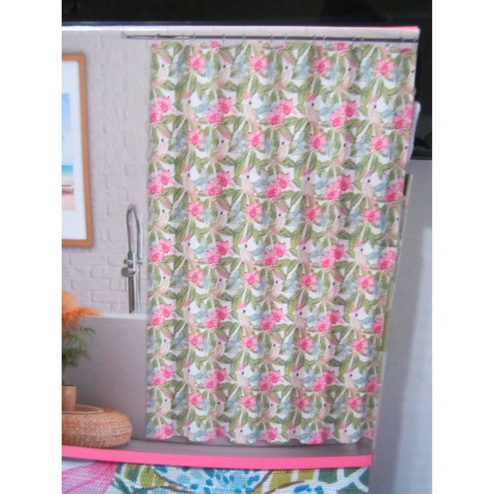 NEW Tropical Cockatoo  Shower Curtain  Fabric Island Hawaii Jungle
